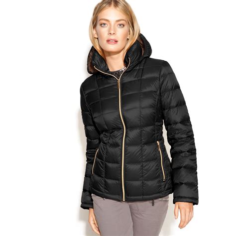 michael kors hooded puffer down coat|michael kors lightweight packable jacket.